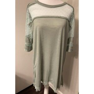 NWT Umgee Womens Top Shirt Blouse Peasant Loose Fit Summer Casual Boho Green S